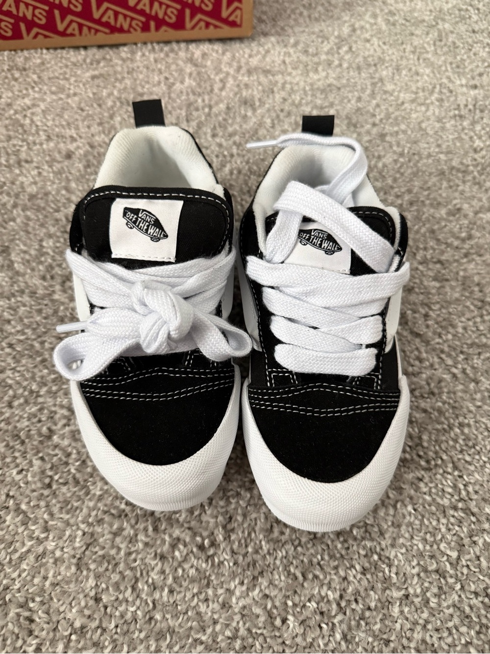 Vans Kids Black & White Low-Top Skate Sneakers